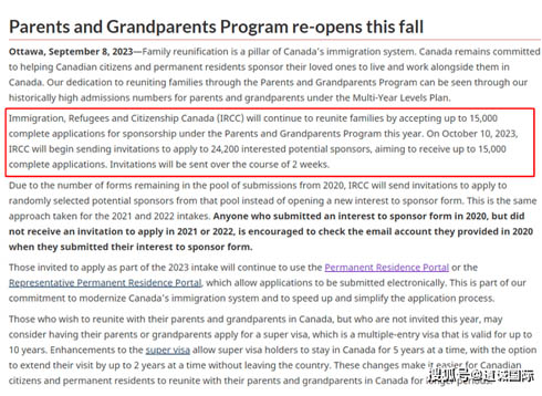 2023年加拿大父母/祖父母家庭团聚移民项目重新开启